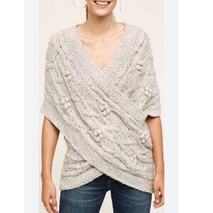 Anthropologie • sleeping on snow rap style cableknit heather gray shrug •  XS/S